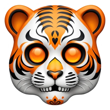 skeleton tiger face with Day of the Dead sugar skull decoration for Twitch emote sticker