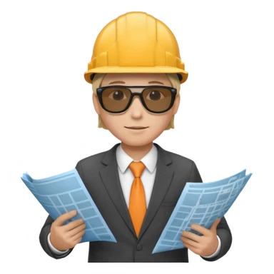 mach mir einen Trader der an der börse handelt mit anzug und einem bauarbieter helm und einem bauplan in der hand sticker