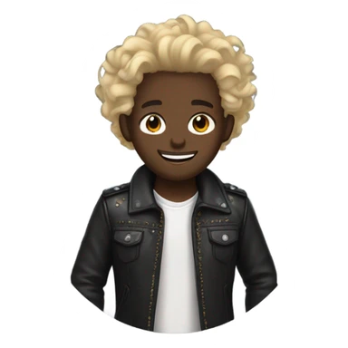 smiling darkskin boy hair in leather jacket with blonde curly hair and circular beard and multiple ear piercings  sticker