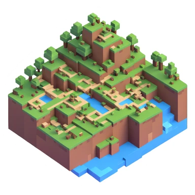 Minecraft-inspired blocky world sticker