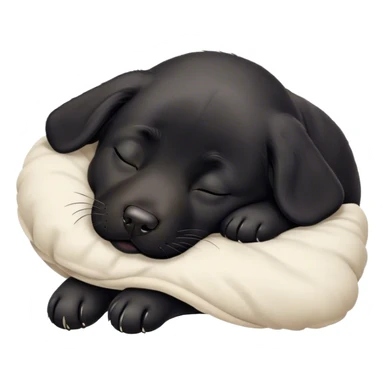 Meme-Worthy Cute Sleeping Black Labrador Portrait Emoji, Head resting peacefully with a contented smile, showcasing a delightfully robust build and a luxuriously soft black Fur, eyes shut in a serene nap, Simplified yet hilariously adorable features, highly detailed, glowing with a soft, drowsy light, high shine, relaxed and utterly lovable, stylized with an air of playful laziness, bright and heartwarming, soft glowing outline, capturing the essence of a comically sleepy companion, so meme-worthy it feels like it could instantly become the next viral sensation of adorable slumber! sticker