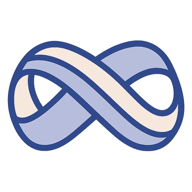 Mobius strip made of a ribbon, flat color, minimal style, clean lines sticker