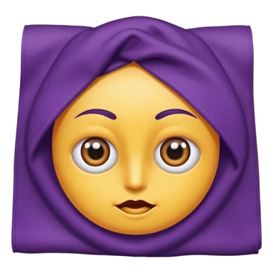 Hazme un emoji de una toalla morada con ojos de Cari con ojos de caricatura con boca sticker