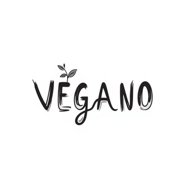 the word VEGANO in a handwritten script with a leafy accent, evoking freshness and nature sticker