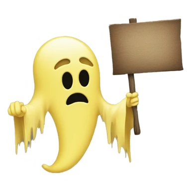 yellow ghost emoji holding a sign sticker
