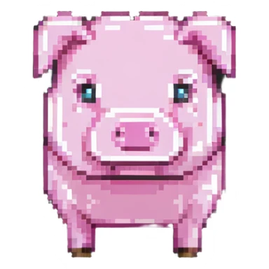 Minecraft pig, full body, pink blocky animal with square head and square body sticker