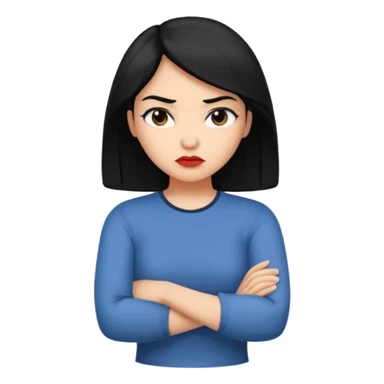 pouty arms crossed emoji woman with black hair sticker