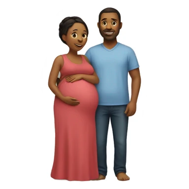 A pregnant woman with her husband  sticker