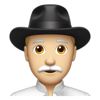 White Guy in black hat, false eyelashes and white clothes whisout Mustache sticker