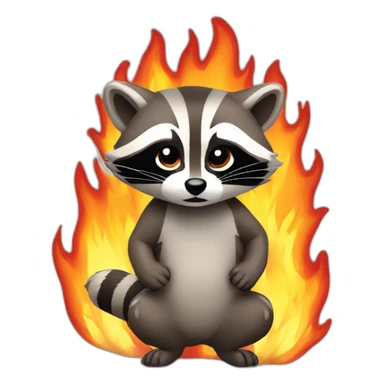 raccoon on fire sticker