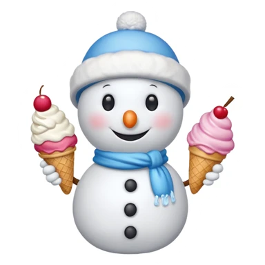 snowmen wearing cap with ice cream sticker