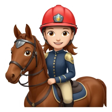 brown haired girl on a cheatnut hporse smiling' sticker