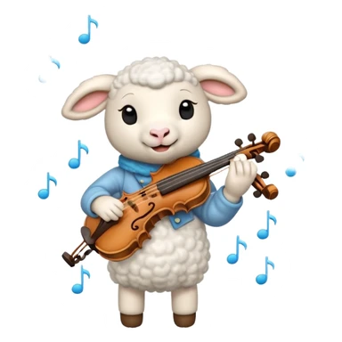 Rain clouds over a happy lamb playing the violin sticker