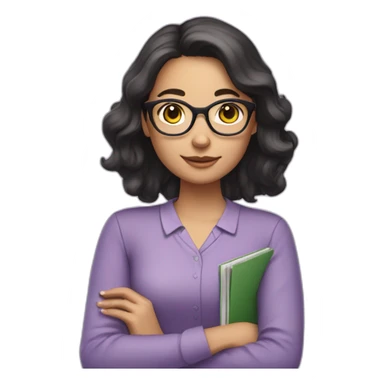 girl teacher in glasses with dark hair teacher in a lilac shirt sticker