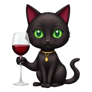 black cat holding a glass of wine sticker