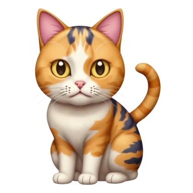 full body colourful calico tabby cat with disproportioned head with an anxious face sticker