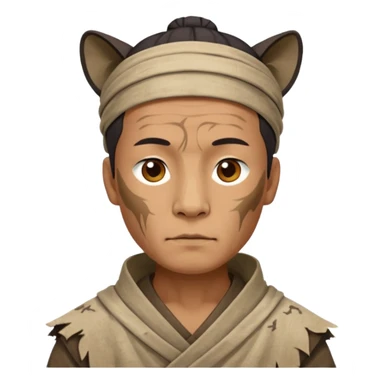 china ancient man, tattered puma skin cloth sticker