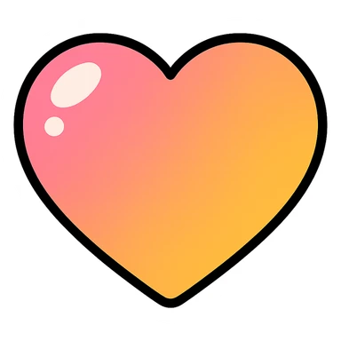 cute heart shape, colored with a vibrant gradient, vector look with shadows and highlights, detailed shading, thin clean outlines, soft rounded features, pastel palette, Japanese pop art style, sticker look, highly detailed sticker