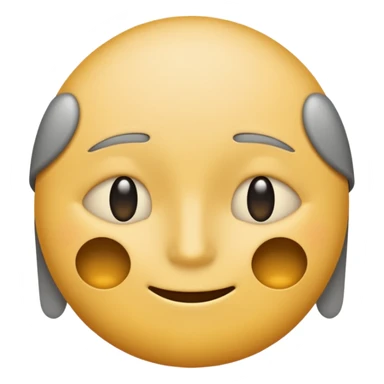 A neutral-colored emoji face (light gray or pale yellow) with half-closed eyes, small dark circles underneath, and a tiny straight-line mouth. A small power symbol (⏻) floats above the head or appears faded on the forehead, suggesting low energy or mental exhaustion. sticker