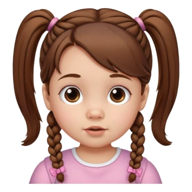 baby girl with brown hair and pigtails sticker