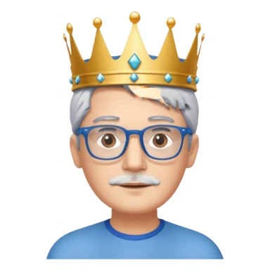 Wearing a crown shoulder length gray hair blue rectangular glasses  sticker