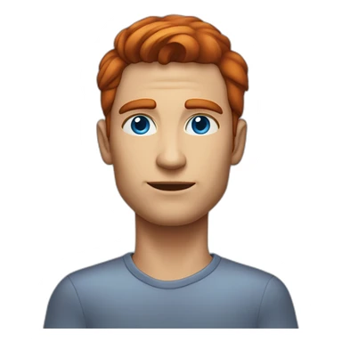 Man Broad face chiselled jaw high cheekbones blue eyes swept back red hair sticker