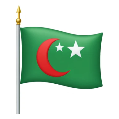 Flag with green rectangle then red rectangle in it a white crescent and a star then a green rectangle  sticker