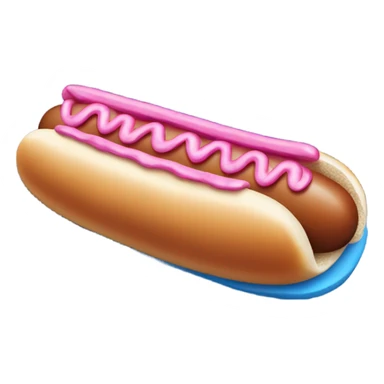 Blue hot dog wearing a pink fur hat sticker