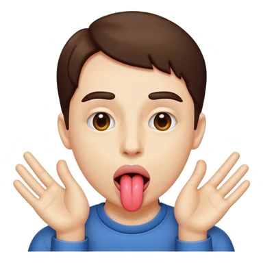 tounge sticking out with 2 hands in the side sticker