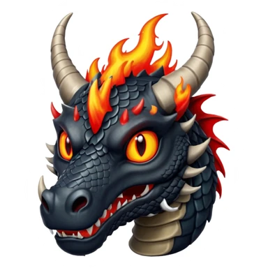 A black dragon with red flamings eyes and great black horns. sticker