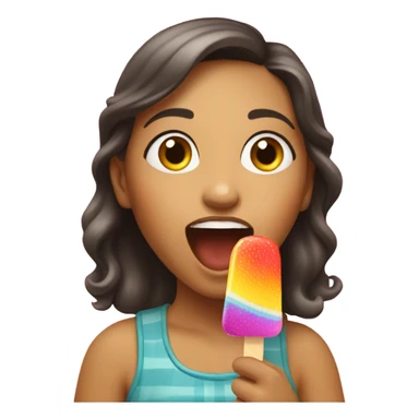 Girl eating popsicle  sticker