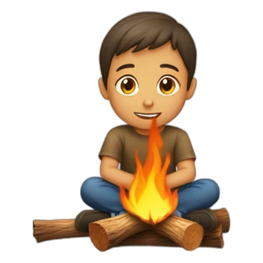 children are sitting burning wood sticker
