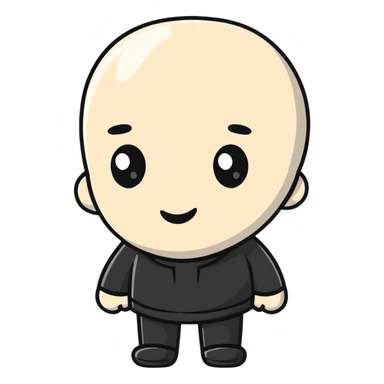 Gothic style character with black clothing and pale face sticker