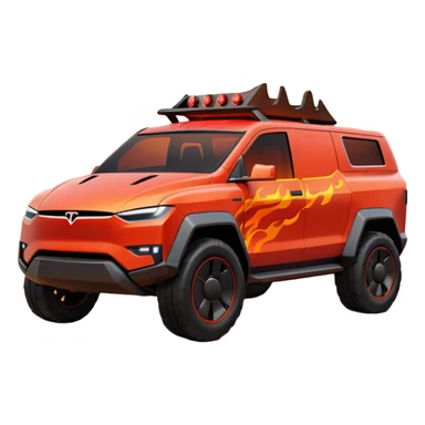 Tesla Cybertruck on fire engulfed in flames with flames all around it  sticker