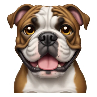 Brindle British bulldog with one eye smiling  sticker