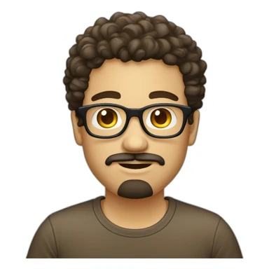 guy with curly dark hair round face and goatee beard nerd tshirt  sticker