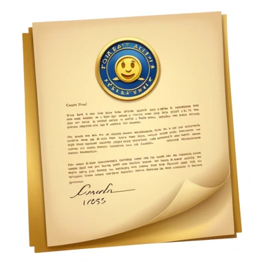 Contract golden paper signed, warranty sticker