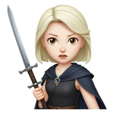 a woman with blade sticker