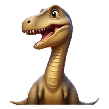 Cinematic Cute Yawning Brachiosaurus Portrait Emoji, Head tilted slightly with a dramatic, wide-open yawn, showcasing a gently drooping long neck and a small head with sleepy, half-closed eyes, set against a massive, textured body in warm earth tones, Simplified yet irresistibly adorable features, highly detailed, glowing with a soft, cozy golden glow, high shine, relaxed yet expressive, stylized with a dash of whimsical ancient charm, soft glowing outline, capturing the essence of a drowsy yet affectionate Brachiosaurus that appears ready to stretch and yawn its way out of the screen! sticker