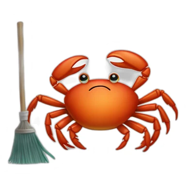 mascot crab Ferris with broom cleaning rust sticker