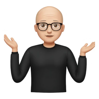 bald man with glasses shrugging sticker