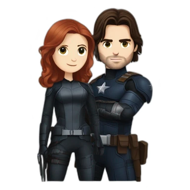 Bucky Barnes with Natasha Romanoff sticker