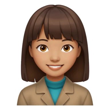 Brown-skinned Asian girl with straight brown hair and bangs  sticker