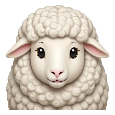 Cinematic Noble Sheep Portrait Emoji, Poised and regal, with a large, sturdy build and a luxuriously fluffy, well-groomed white fleece, deep-set soulful gentle eyes, Simplified yet sharp and sophisticated features, highly detailed, glowing with a soft, dignified glow, high shine, intelligent and calm, stylized with an air of pastoral majesty, focused and attentive, soft glowing outline, capturing the essence of a watchful and confident sheep, so majestic it feels as though it could amble out of the screen with effortless authority! sticker