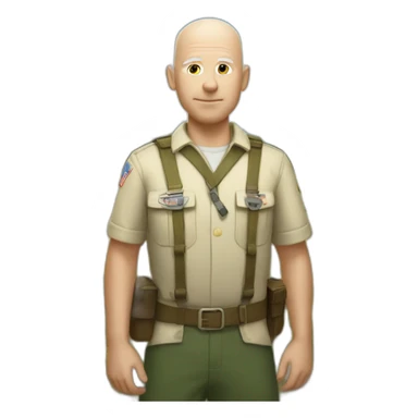 big white bald scout in field sticker