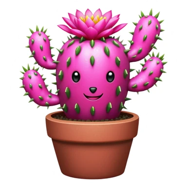 Glitter Pink bloom Cactus in a pot sticker