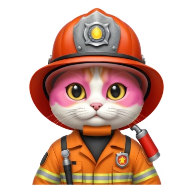 Cat in firefighter suit sticker