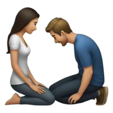 Woman on knees facing man sticker