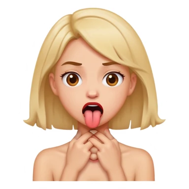 mad girl with toung out hands around neck sticker