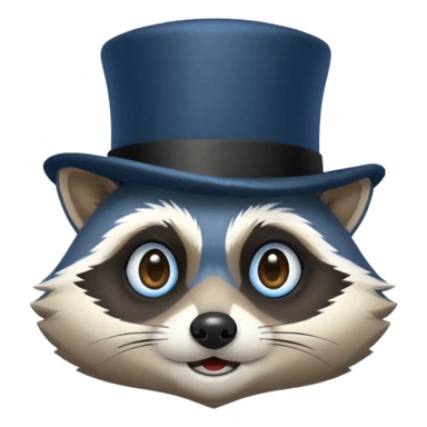 Black Top hat on blue racoon face sticker